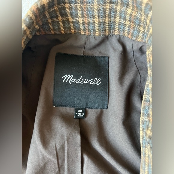 MADEWELL CALDWELL DOUBLE BREASTED BROWN BLAZER JACKET XS WOMENS - Picture 3 of 6